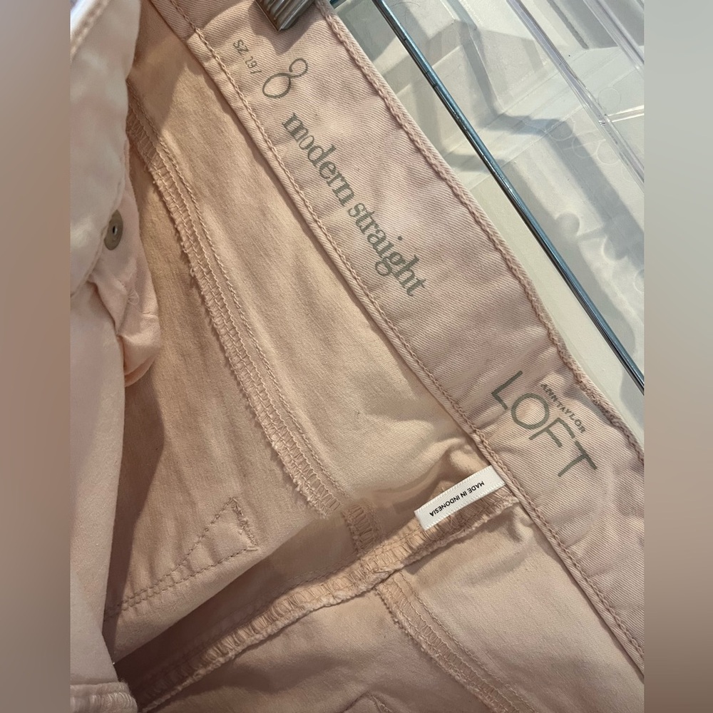 Ann Taylor Loft Modern Straight Creamy Light Pink Color Pants Size 8 - Picture 5 of 7